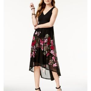 Floral Black and Pink Women's Dress